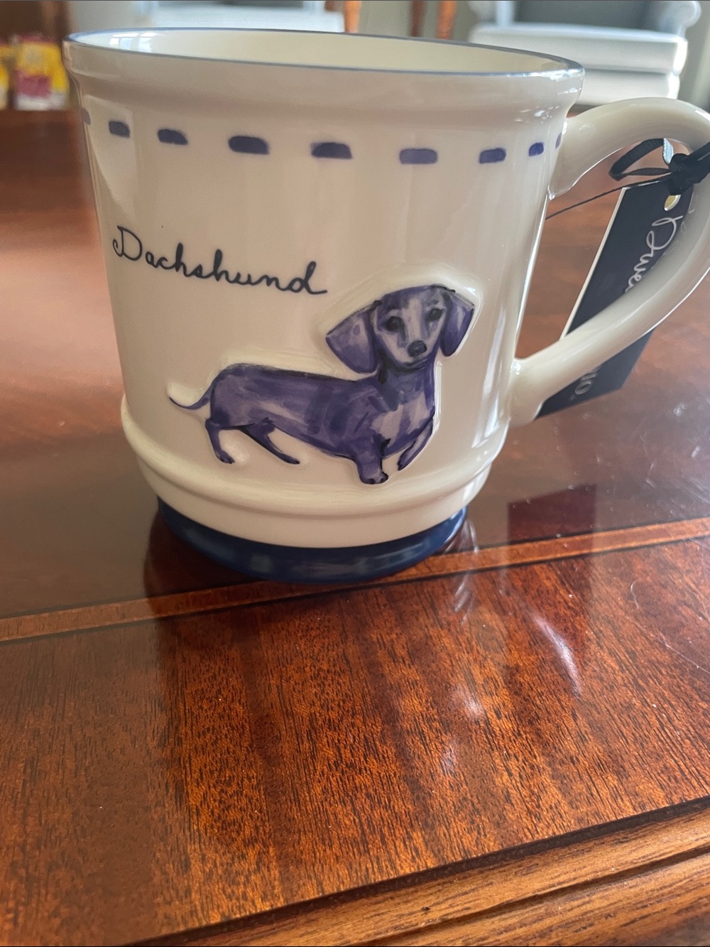 Dwell STUDIO White & Blue Dachshund Ceramic Mug - Picture 6 of 6